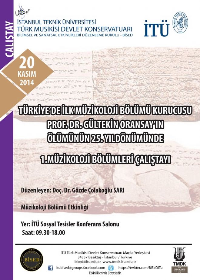 Trkiye'de mzikoloji akademik eitiminin balangcna imzasn atan Trkiye'nin ilk mzikbilimleri blm kurucusu Prof. Dr. Gltekin Oransay'n (1930-1989) aramzdan ayrlnn 25. ylnda T TMDK Mzikoloji Blm ev sahipliinde, Trkiye'nin tm mzikoloji blm bakanlarnn katlmyla gerekletirilecek bir altayla anlyor. 