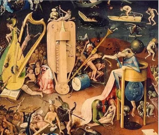 Hieronymus Bosch'un resmindeki popo �st�nde Cehennem melodisi  