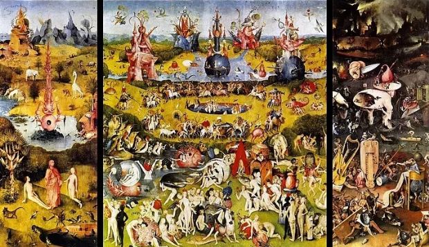 Hieronymus Bosch'un resmindeki popo �st�nde Cehennem melodisi  